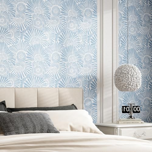 Blue and White Boho Floral Peel and Stick Wallpaper, 15.7"x394" - view 4