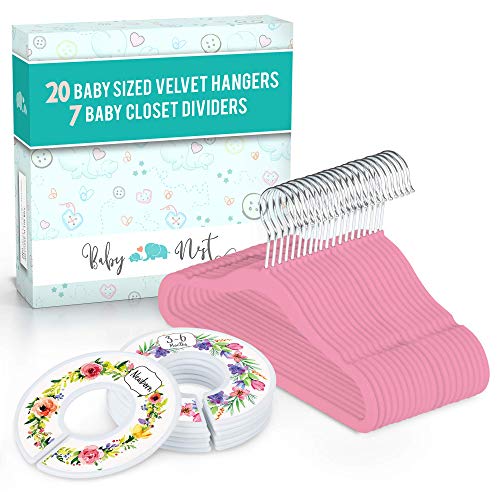 Kids Plastic Velvet Hangers for Closet, Children Non-Slip Hangers Dividers for Nursery Closet Organizer, Grey - Pack of 15