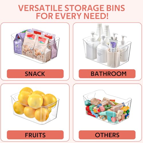 Clear Plastic Storage Bins - 12 Pack Pantry Organizers and Storage,Large Clear Pantry Organizer Bins, Plastic Containers with Handle for Kitchen, Cabinet, Bathroom, Classroom Organization - view 4