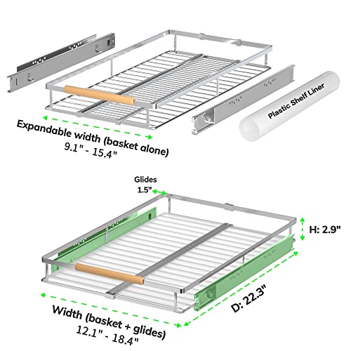 Pull-Out Cabinet Organizer, Stainless, 12.1-18.4 In, 1 Pack - view 2