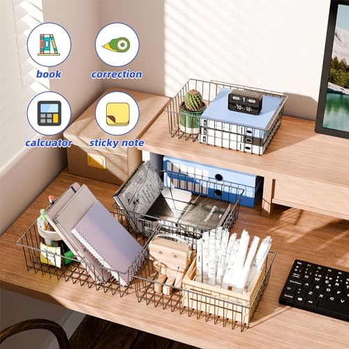 6 Pack Large Metal Wire Baskets for Storage, Black - view 6
