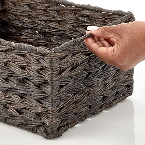 Woven Farmhouse Kitchen Pantry Food Storage Organizer Basket Box - Container Organization for Cabinets, Cupboards, Shelves, Countertops, Store Potatoes, Onions, Fruit, 6 Pack, Espresso Brown - view 5