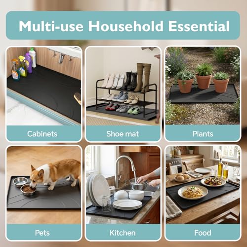Under Sink Mat 31" x 22", Silicone Under Sink Liner for Kitchen and Bathroom, Waterproof Cabinet Protector Drip Tray, Protects Cabinets from Leaks and Spills - view 6
