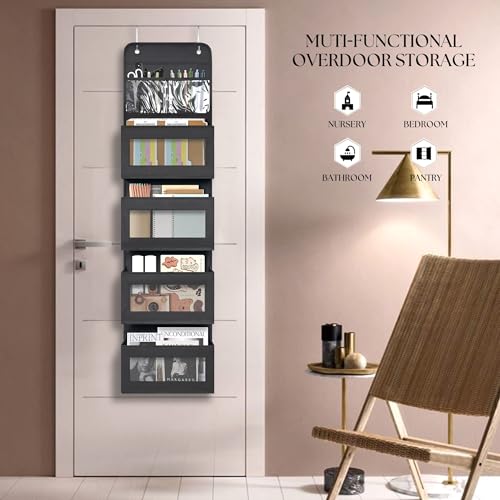 GCreation Over Door Organizer for Bedroom Bathroom Pantry, 5 Shelf Black - view 6