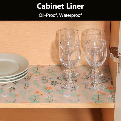 Shelf Liner for Kitchen Cabinet, Non-Adhesive Floral Drawer Liner - view 2