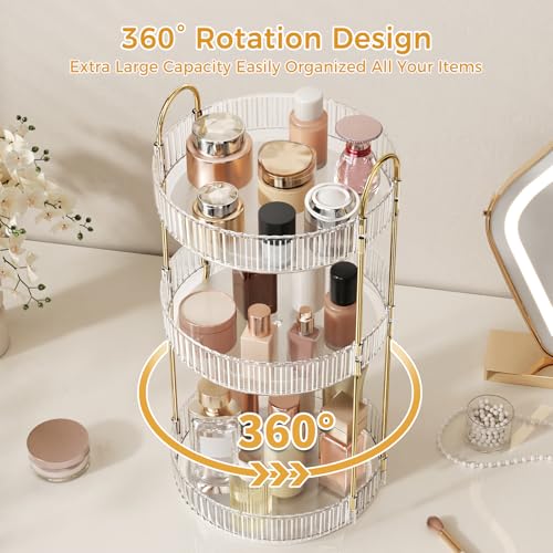 360° Rotating Makeup Organizer, Large Capacity Skincare & Cosmetics Storage - view 3