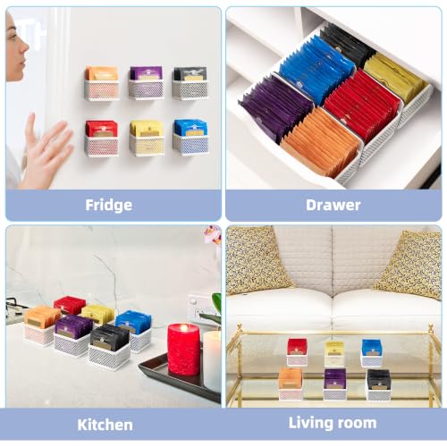 Magnetic Tea Bag Organizer, 6-Piece Metal Tea Organizers and Storage for Refrigerator, Counter, Idea Tea Gift for Tea Lovers (White) - view 2