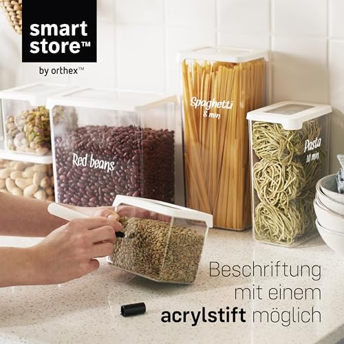 Clear Airtight Dry Food Containers with Lids | 2.25L Set of 4 | Organiser for pasta, spaghetti | BPA Free | Dishwasher Safe | Stacking Kitchen Storage | 12.5x9x28cm - view 3