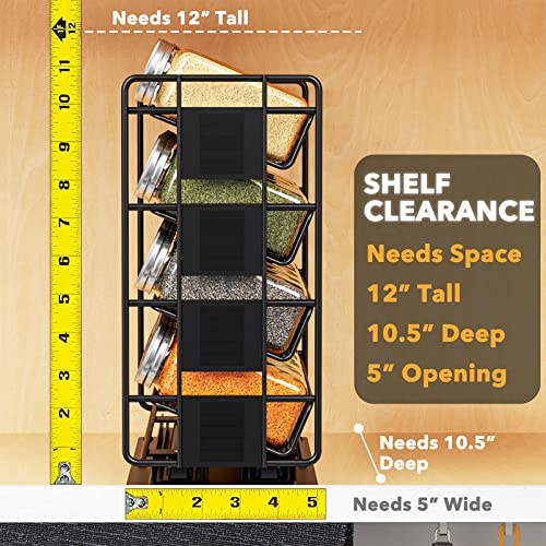 Pull Out Spice Rack Organizer with 20 Jars, Heavy Duty Slide Out Seasoning Organizer for Kitchen Cabinets, with 801 Labels and Chalk Marker, Left Facing - view 3