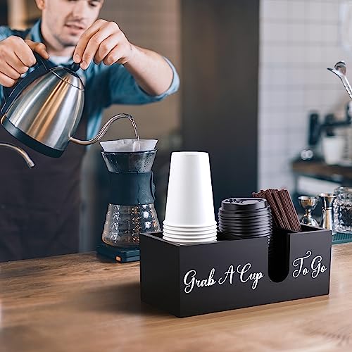 Coffee Cup Holder for Countertop - Wood Coffee Bar Accessories and Organizer - Coffe Station Organizer for Cup Lid Stirrers Pod - view 6