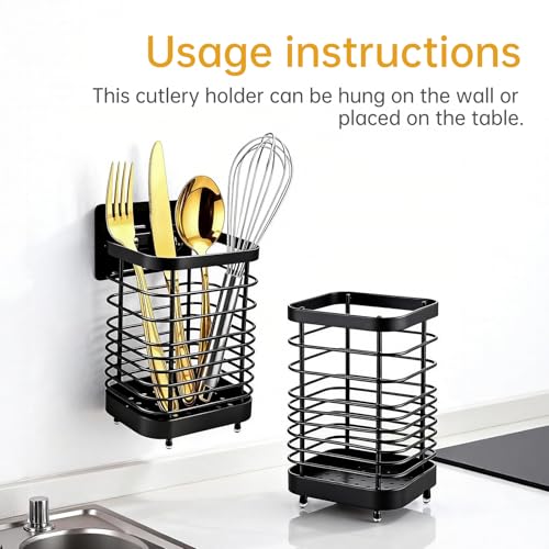 Stainless Steel Wall Mounted Utensil Holder for Kitchen Sink Drying Rack - view 3