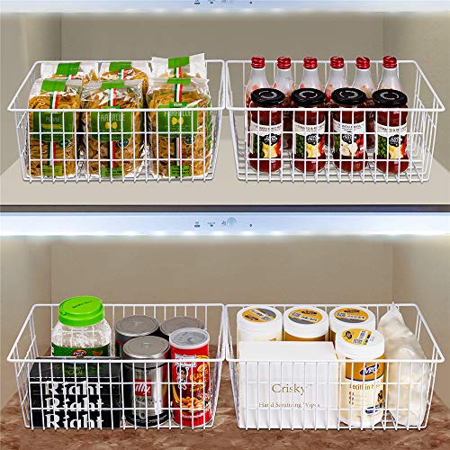 14" Freezer Baskets Wire Storage Baskets for Organizing Pantry Organization Bins Cabinets - Metal Basket Kitchen, Laundry, Garage, Fridge, Bathroom Countertop Organizer - view 2