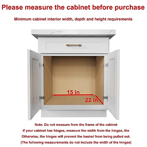 Pull Out Cabinet Organizer,Heavy-Duty Slide Out Shelf, Wood and Wire Basket, Pull Out Drawer for for Kitchen Under Sink Space, Pantry, Bathroom, 2 Tie 14 * 21 in - view 3