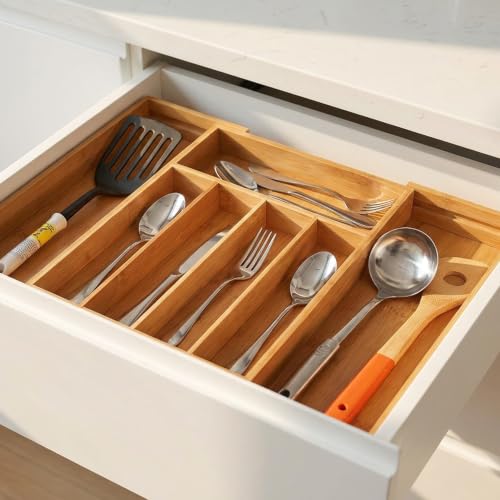 Bamboo Cutlery Silverware Tray, Small Utensils Drawer Organizer - view 4