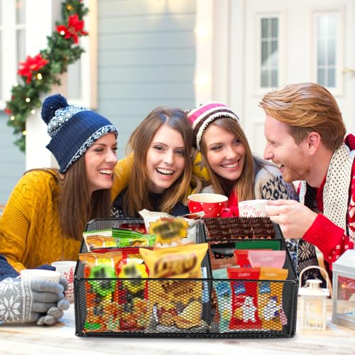 Snack Station Organizer for Pantry Shelf,Snack Bar Station Storage Basket with 3 Compartments,Stackable Wire Baskets for Storage Pantry Bin,Snacks & Chips Organizer,Kitchen Organization Box - view 6