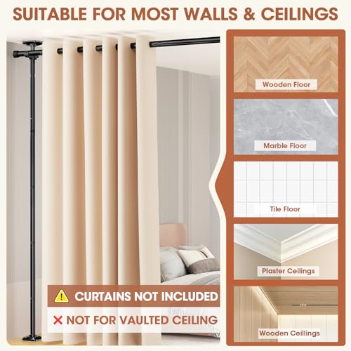 Room Divider for Separation 28-114in(W) Privacy Wall Divider, Black - view 4