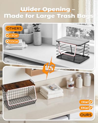 2 Pack Stackable Extra Large Trash Bag Holder Under Sink, Wall Mounted Garbage Bag Dispenser Roll Holder for 13/33 Gallon Trash Bags, Kitchen/Pantry/Laundry Room Organization Basket Storage Bin - view 6