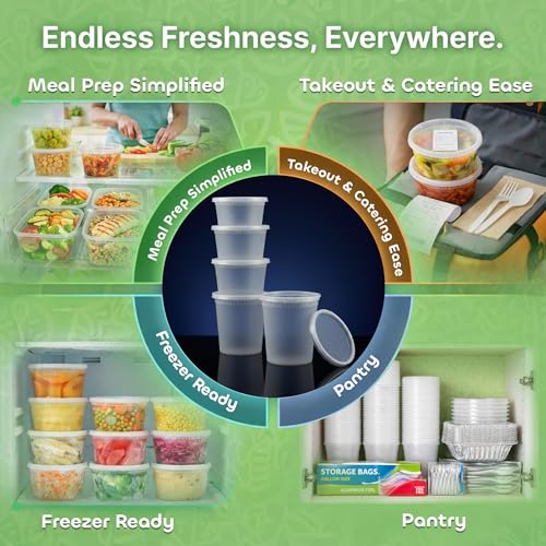 48 Sets Plastic Food Storage Deli Containers w/ Lids 16oz Pint & 32oz Quart - view 5