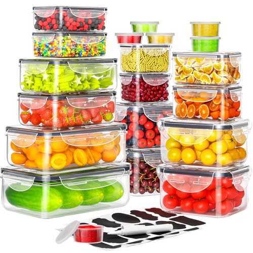 40 PCS Food Storage Containers with Lids Airtight (20 Containers & 20 Lids), Plastic Storage Meal Prep Container-Stackable 100% Leakproof & Microwave Organization and Storage Sets, Lunch Containers