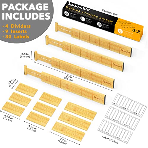 Bag Storage Organizer (1 Box 4 Slots), Bamboo Drawer Dividers with Inserts - view 5