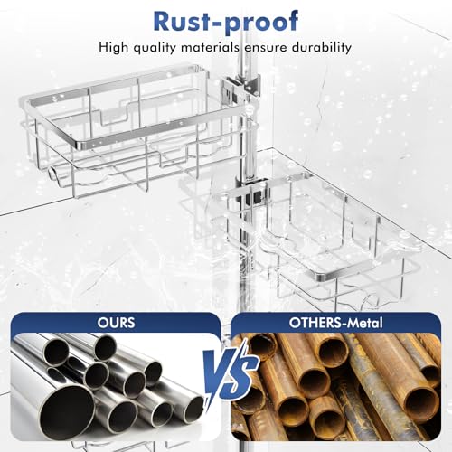 Shower Caddy Corner Tension Pole,Stainless Steel Shelves Bathroom Organizer - view 3