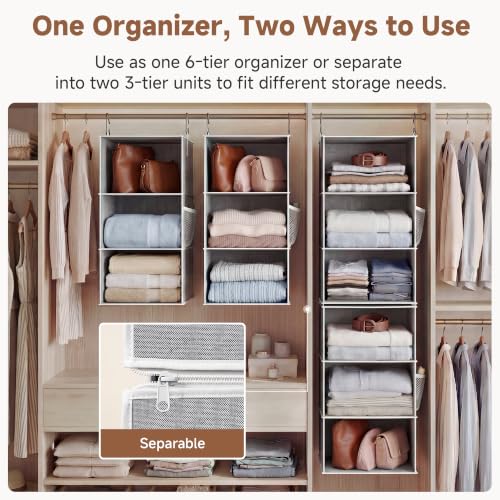 Hanging Closet Organizer, 6-Shelf with 2-in-1 Design, Gray - view 3
