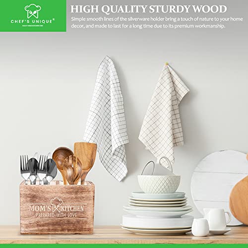 Wooden Utensil Holder For Countertop - Durable Cooking Utensils Holder - large Rustic Countertop Kitchen Décor - Spatula Utensils And Spoons Organizer With Divider - view 5