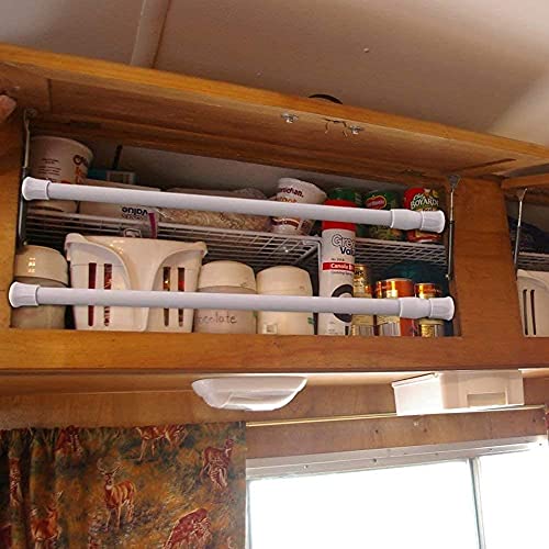 6 Pack Cupboard Bars Adjustable Spring Tension Rods White Refrigerator Bar Extendable Rod for DIY Projects, 15.7 to 28 Inches - view 7
