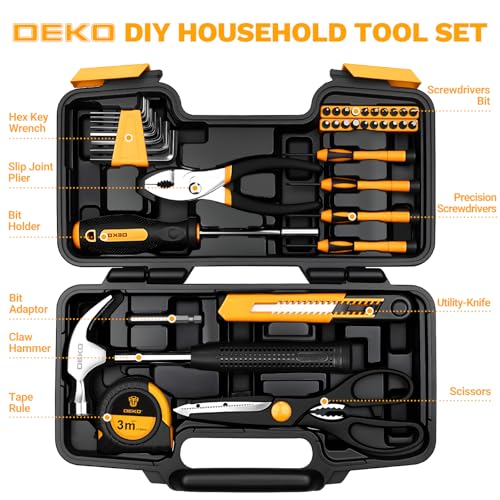 39-Piece Household Tool Kit for Women, Basic Hand Tool Set with Plastic Toolbox Storage Case, Small Starter Tool Box Set for Home Repairs, DIY Projects, Crafts and Dorm Essentials - Orange - view 2