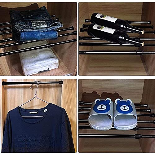 Cupboard Bars Adjustable Spring Tension Rods Black Extendable Rod - view 5