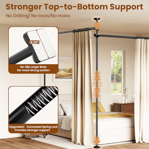 Room Divider Curtain Rod No Drilling Room Separation for Wide Space, Black - view 2