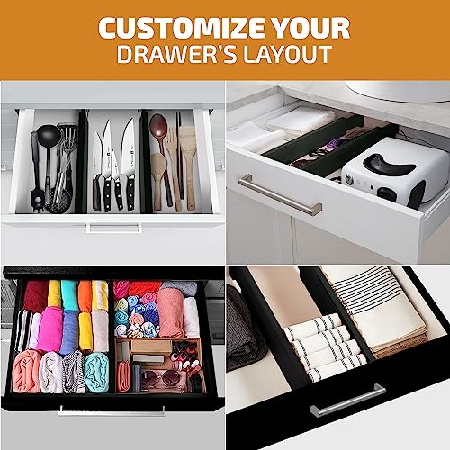 6-Pack Drawer Dividers 2.6-Inch High Dresser Organizer 16 to 22 Inch, Black - view 5