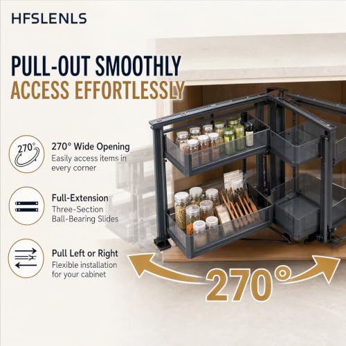 Blind Corner Cabinet Organizer, Hidden Corner Access Rack Slide-Out Kitchen Storage Tray Pull-Out Shelf Rack Storage System with 4 withstand 33lbs separate baskets for Kitchen Cupboard Pantry - view 4