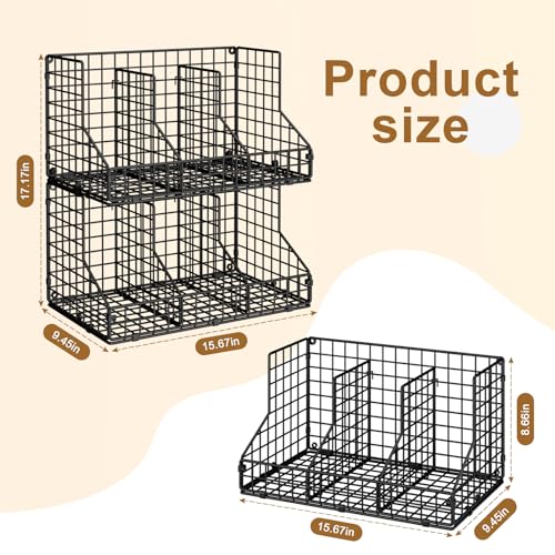 2 Pack Stackable Can Rack Organizer for Pantry Storage,Can Dispensers with 4 Adjustable Dividers, 2-Tier Metal Wire Basket Beverage Pop Soda Rack for Kitchen Cabinet Pantry, Black - view 7