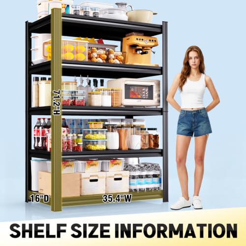 4 Pack 35"Wx16"D Metal Storage Shelves, 5-Tier 71"H Garage Organizer Shelf - view 3