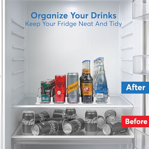 Drink Organizer for Fridge – 3-Tier Can Dispenser for Fridge, Self-Pushing Drink Dispenser Fridge, Adjustable Width Durable Soda Can Organizer for Refrigerator - view 5