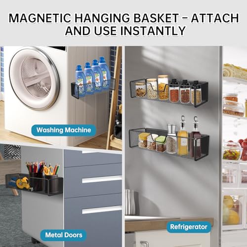 Magnetic Basket Organizer Holder for Fridge Magnetic Shelf Magnetic Storage Bin Box Containers for Refrigerator Whiteboard Classroom Magnetic Organizer - view 6