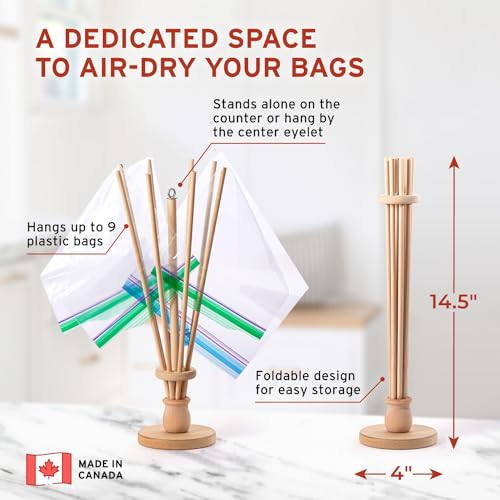 Plastic Bag and Bottle Dryer - Patented; Multi-Purpose Drying Rack Saves Money and the Planet. Folds for Easy Storage - view 4