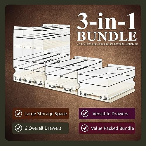3-in-1 Bundle Kit - Sliding Spice Rack & Pull Out Spice Rack for Inside Cabinets - Cabinet Organizer w/Shelves for Upper Kitchen Cabinets - Pantry Organizers & Storage - Made in USA - view 2