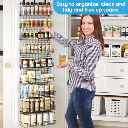 9-Tier Spice Rack Organizer with Door Hook, Wall Mount, and Extra Large Capacity for Pantry Door – Stylish Black Design for Effortless Organization, Ultimate Kitchen Storage Solution - view 5