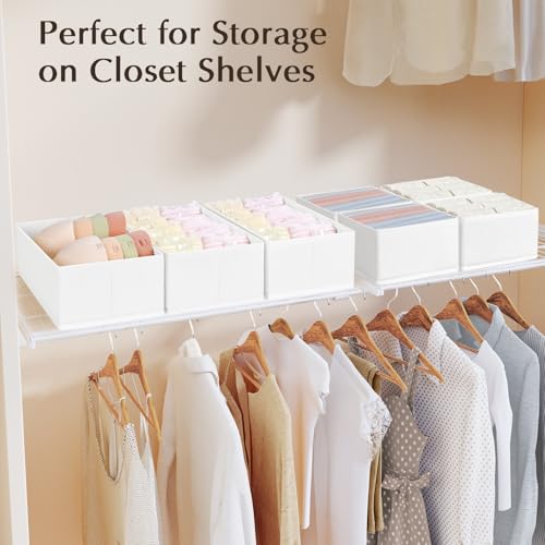 Drawer Organiser System, Drawer Organiser, Foldable Storage Box, Fabric, Drawer Inserts for Wardrobes, Wardrobe Organiser for Trousers, Clothes, Set of 4, White - view 5