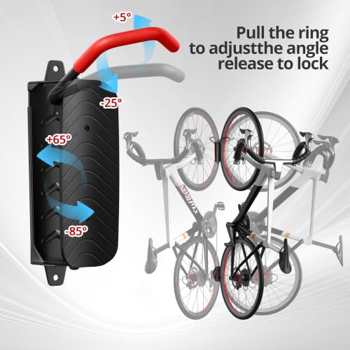 Swivel Bike Wall Mount, Bicycle Hangers For Garage, Metal Bike Rack Storage Holder Up To 66lbs, Red, 1 PACK - view 3