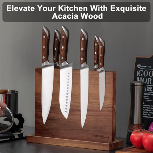Magnetic Knife Holder - Double Sided Magnetic Knife Block Without Knives - Wooden Universal Knife Stand Strong Enhanced Magnets -Knife Display Rack for Kitchen Counter Multifunctional Storage - view 3