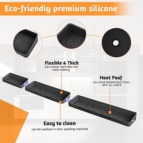 Magnetic Stove Top Shelf 30"/24"/20", 3-Piece Silicone Over the Stove Shelf Spice Rack & Spice Organizer — Heat Resistant, No Drill Kitchen Storage Organizer for Gas & Electric Stoves - view 4