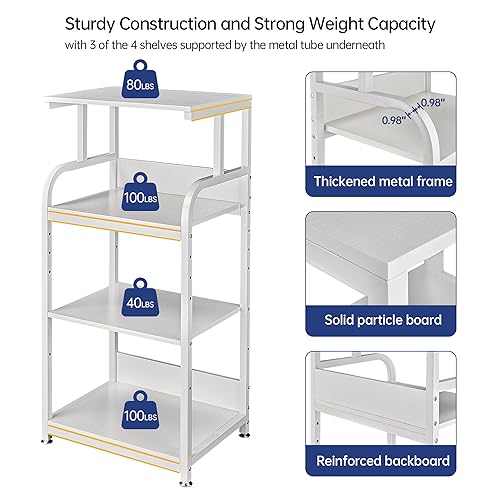 4 Tier White Printer Shredder Stand with Storage for Home Office - view 5