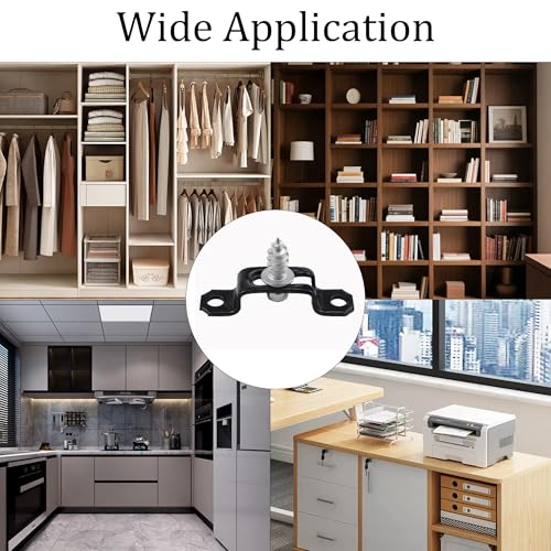20PCS Furniture Panel Connector, Concealed Slide Buckle Fastener for Cabinet Wardrobe Assembly, Hidden Connection System(Full Through Buckle, Black) - view 6