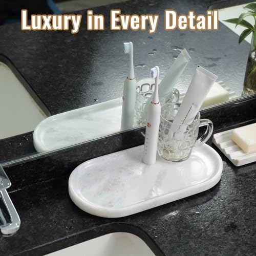 African Natural Marble Decorative Tray, 12"x6" - Countertop Organizer, Catchall Tray for Perfume, Candles, Jewelry - view 6