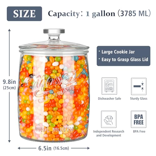 1 Gallon Glass Cookie Jar with Airtight Lid, Wide Mouth Canister - view 3