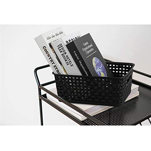 Set of 6 Plastic Storage Bins and Small Baskets, Black - view 6
