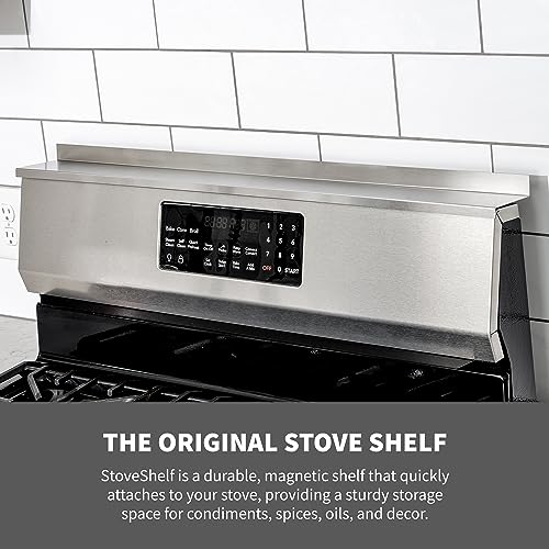 StoveShelf 20" Apartment Length Stainless Steel Finish Magnetic Shelf for Kitchen Stove - Kitchen Storage Solution with Zero Installation - Over Stove Spice Rack Organizer - view 2